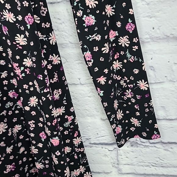 BCBG Long Sleeve Ditsy Print A-Line Dress BCBGeneration Black Jersey Knit Swing - Picture 11 of 11